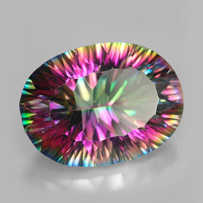 Quartz mystique multicolore naturelle coupe ovale, 11,01 ct, VVS-VS