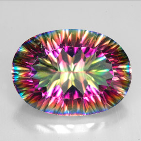 Quartz mystique multicolore naturelle coupe ovale, 10,60 ct, VVS-VS