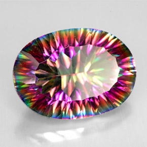 Quartz mystique multicolore naturelle coupe ovale, 10,60 ct, VVS-VS