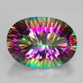 Quartz mystique multicolore naturelle coupe ovale, 12,45 ct, VVS-VS