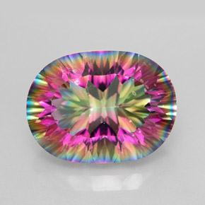 Quartz mystique multicolore naturelle coupe ovale, 9,34 ct, VVS-VS