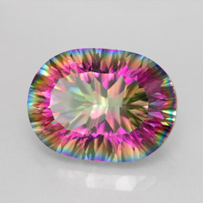 Quartz mystique multicolore naturelle coupe ovale, 9,34 ct, VVS-VS