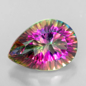 Quartz mystique multicolore naturelle en forme de poire, 5,40 ct, VVS-VS