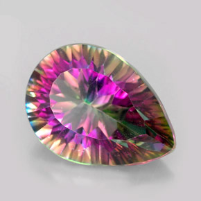 Quartz mystique multicolore naturelle en forme de poire, 5,40 ct, VVS-VS