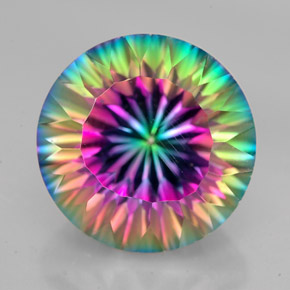 Quartz mystique multicolore naturelle coupe roude, 10,59 ct, VVS