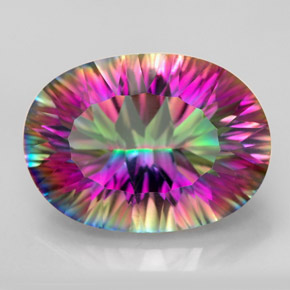 Quartz mystique multicolore naturelle coupe ovale, 11,63 ct, VVS