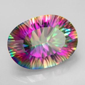 Quartz mystique multicolore naturelle coupe ovale, 11,63 ct, VVS