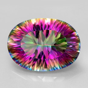 Quartz mystique multicolore naturelle coupe ovale, 10,99 ct, VVS