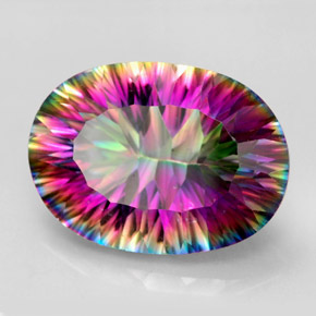 Quartz mystique multicolore naturelle coupe ovale, 10,99 ct, VVS