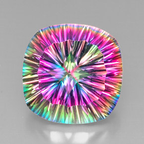 Quartz mystique multicolore naturelle coupe coussin, 28,01 ct, VVS-VS