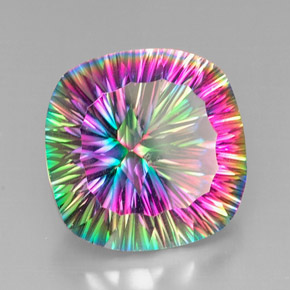 Quartz mystique multicolore naturelle coupe coussin, 28,01 ct, VVS-VS