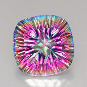 Quartz mystique multicolore naturelle coupe coussin, 28,41 ct, VVS-VS
