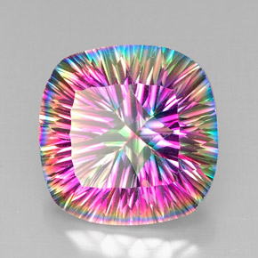 Quartz mystique multicolore naturelle coupe coussin, 28,41 ct, VVS-VS