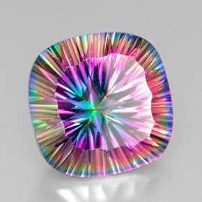 Quartz mystique multicolore naturelle coupe coussin, 28,84 ct, VVS-VS