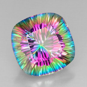 Quartz mystique Partie Supérieure Arc-en-Ciel naturelle Coupe coussin, 29.12 ct, VVS-VS
