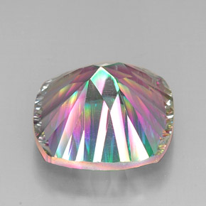Quartz mystique multicolore naturelle coupe coussin, 30,71 ct, VVS-VS