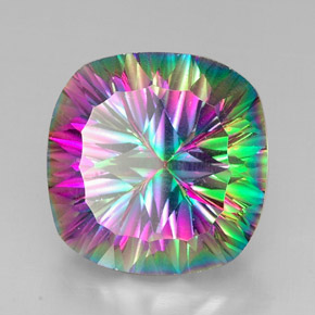 Quartz mystique multicolore naturelle coupe coussin, 30,78 ct, VVS-VS