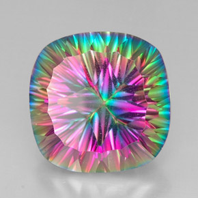 Quartz mystique multicolore naturelle coupe coussin, 30,84 ct, VS