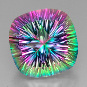 Quartz mystique multicolore naturelle coupe coussin, 32,74 ct, VVS-VS