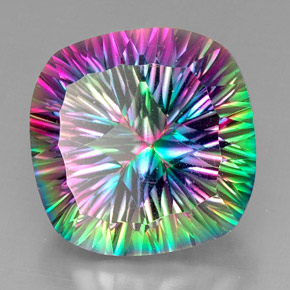 Quartz mystique multicolore naturelle coupe coussin, 32,74 ct, VVS-VS