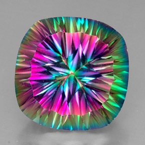 Quartz mystique multicolore naturelle coupe coussin, 32,97 ct, VVS-VS