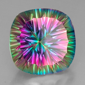 Quartz mystique multicolore naturelle coupe coussin, 32,97 ct, VVS-VS