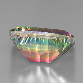 Quartz mystique multicolore naturelle taille émeraude, 37,43 ct, VVS-VS