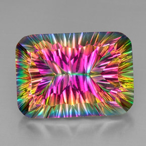 Quartz mystique multicolore naturelle coupe coussin, 38,40 ct, VVS-VS