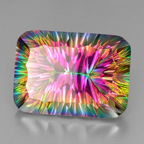 Quartz mystique multicolore naturelle coupe coussin, 38,40 ct, VVS-VS