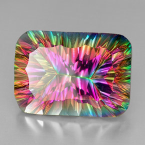 Quartz mystique Partie Supérieure Arc-en-Ciel naturelle Taille émeraude, 38.97 ct, VVS-VS