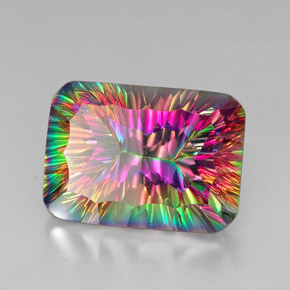 Quartz mystique Partie Supérieure Arc-en-Ciel naturelle Coupe coussin, 39.77 ct, VVS-VS