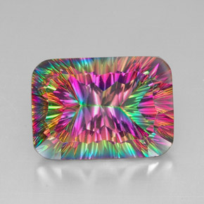 Quartz mystique Partie Supérieure Arc-en-Ciel naturelle Taille émeraude, 39.92 ct, VVS-VS