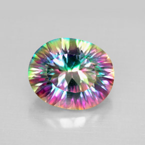 Quartz mystique multicolore naturelle coupe ovale, 4,59 ct, VS