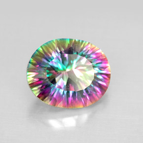Quartz mystique multicolore naturelle coupe ovale, 4,59 ct, VS