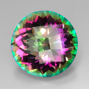 Quartz mystique multicolore naturelle coupe roude, 31,30 ct, VVS-VS