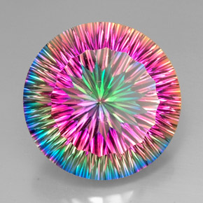 Quartz mystique multicolore naturelle coupe roude, 47,70 ct, VVS-VS