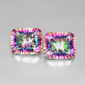 Achetez naturel ct multicolore quartz mystique gems, taille émeraude, en provenance brésil chez gemselect. en stock, livraison internationale!