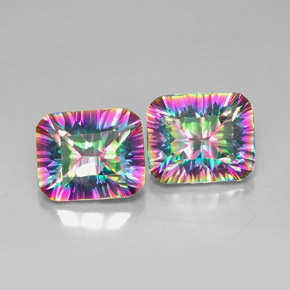 Achetez naturel ct multicolore quartz mystique gems, taille émeraude, en provenance brésil chez gemselect. en stock, livraison internationale!