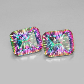 Achetez naturel ct multicolore quartz mystique gems, taille émeraude, en provenance brésil chez gemselect. en stock, livraison internationale!