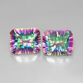 Achetez naturel ct Partie Supérieure Arc-en-Ciel Quartz mystique gems, Taille émeraude, En provenance Brésil chez GemSelect. En stock, livraison internationale!