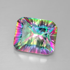 Quartz mystique Partie Supérieure Arc-en-Ciel naturelle Taille émeraude, 5.67 ct, VVS