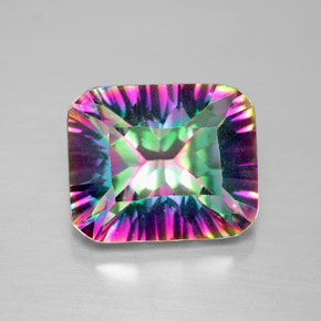 Quartz mystique multicolore naturelle taille émeraude, 5,59 ct, VVS
