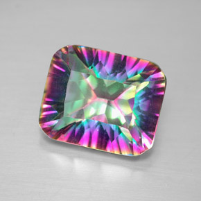 Quartz mystique multicolore naturelle taille émeraude, 5,59 ct, VVS