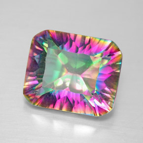 Quartz mystique multicolore naturelle taille émeraude, 5,32 ct, VVS