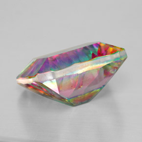 Quartz mystique multicolore naturelle taille émeraude, 5,32 ct, VVS