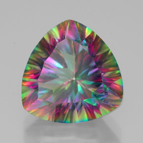 Quartz mystique multicolore naturelle trillion, 7,90 ct, VVS