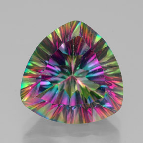 Quartz mystique multicolore naturelle trillion, 7,44 ct, VVS