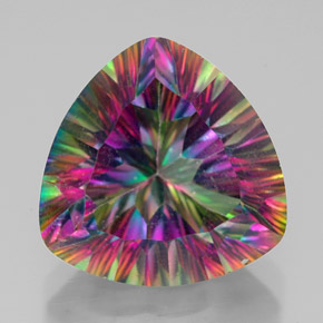 Quartz mystique multicolore naturelle trillion, 7,49 ct, VVS