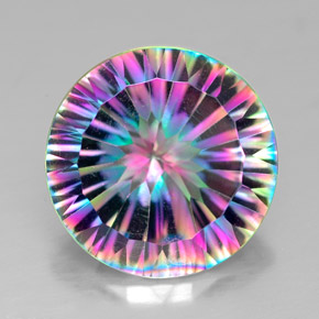 Quartz mystique multicolore naturelle coupe roude, 6,27 ct, VVS-VS