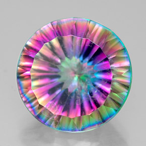 Quartz mystique multicolore naturelle coupe roude, 6,40 ct, VS